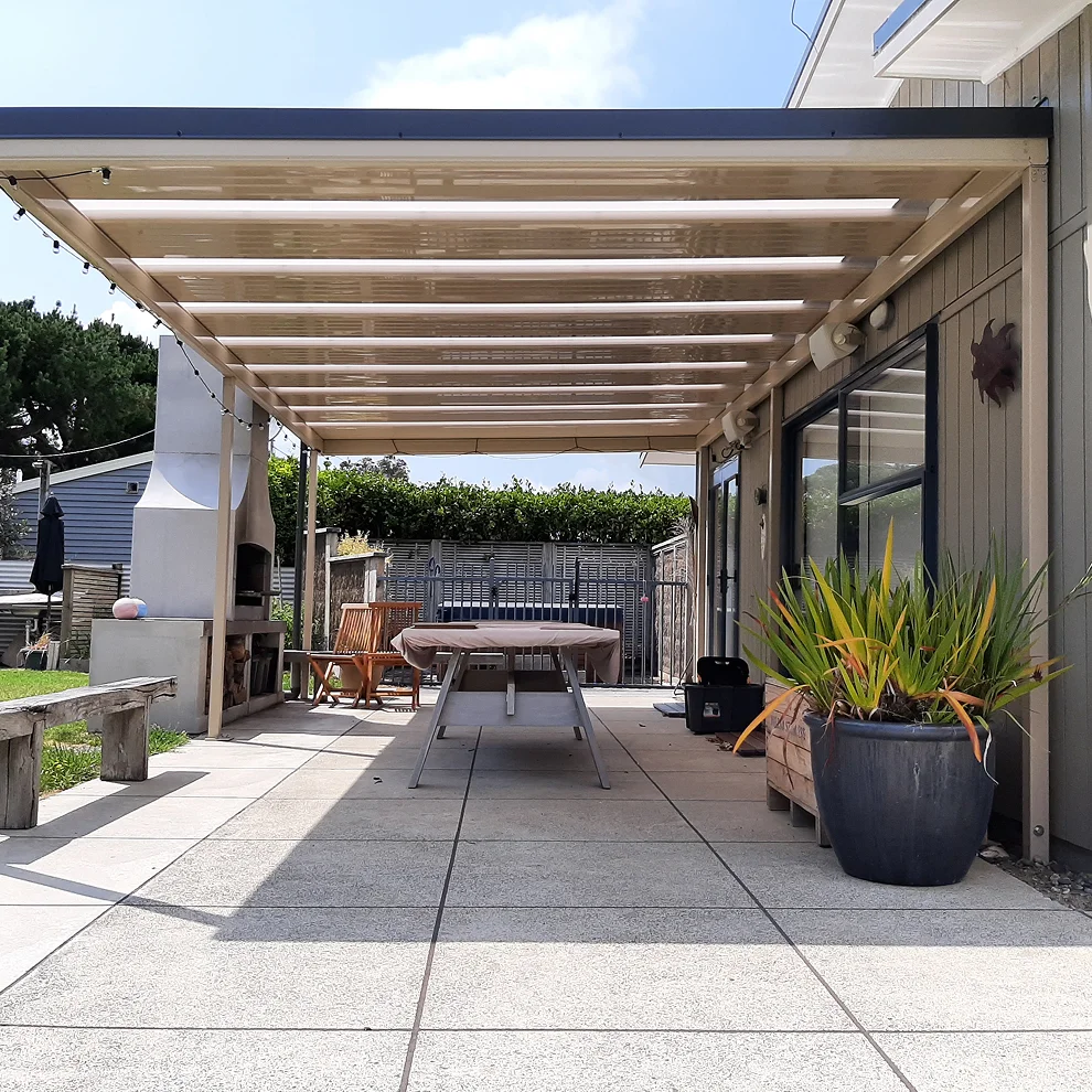Custom outdoor cover designed for New Zealand conditions.